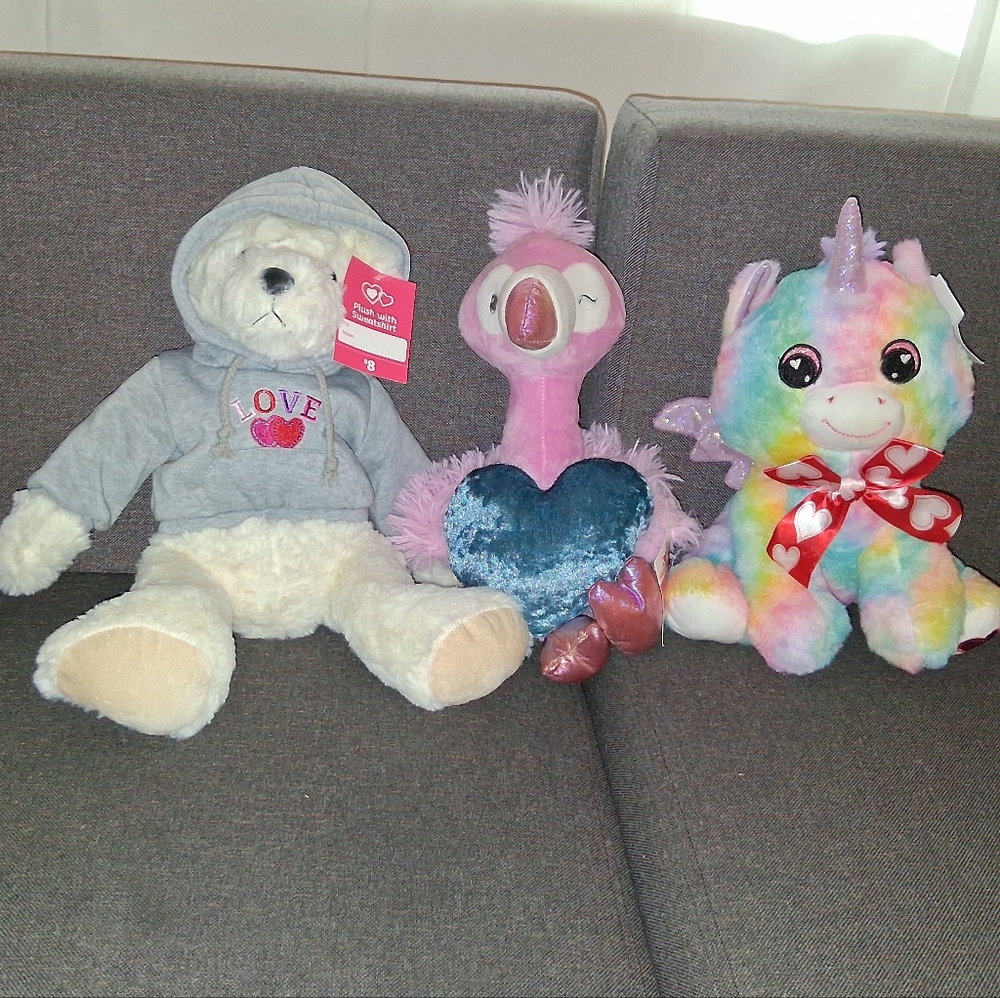 Plush Toy Set - White, Pink, Multicolor